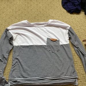 Black and White Striped Long Sleeve Shirt